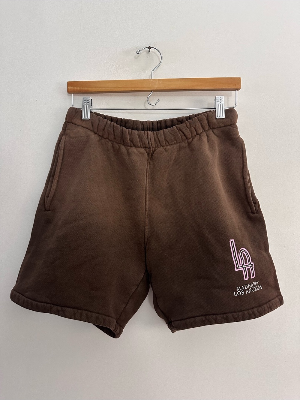 Madhappy Melrose‎ Exclusive fleece shorts chocolate brown pink "LA" logo size S